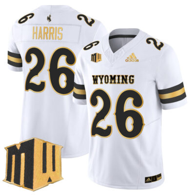 Wyoming Cowboys 2025 Gold Vapor Limited Jersey - White Gold Samuel Harris