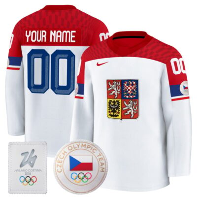 2026 Czechia Olympic Premium Custom Hockey Jersey - White