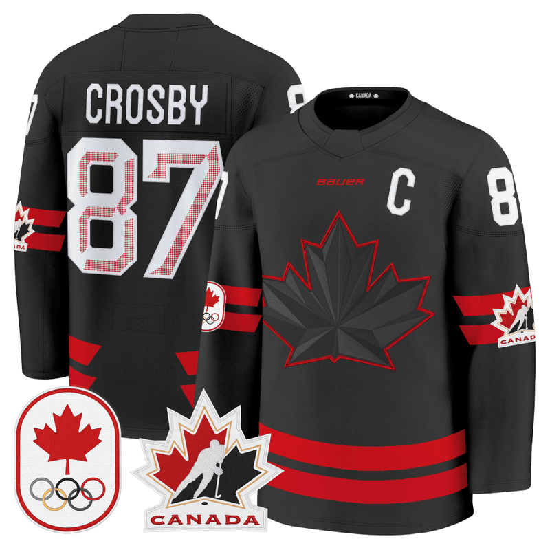 #87 Sidney Crosby 2026 Canada Olympic Premium Hockey Jersey - Black / Sidney Crosby