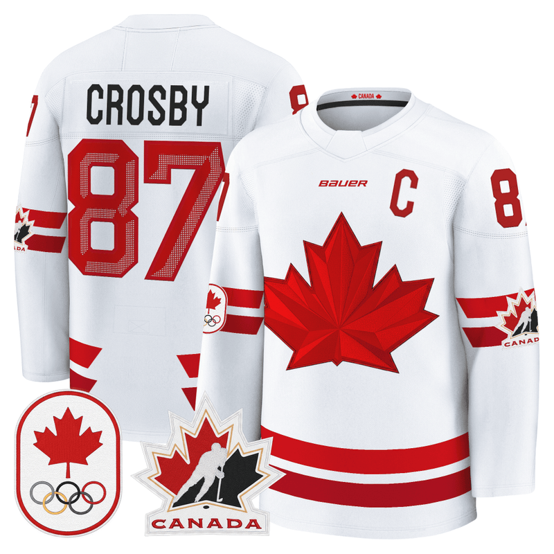 #87 Sidney Crosby 2026 Canada Olympic Premium Hockey Jersey - White / Sidney Crosby