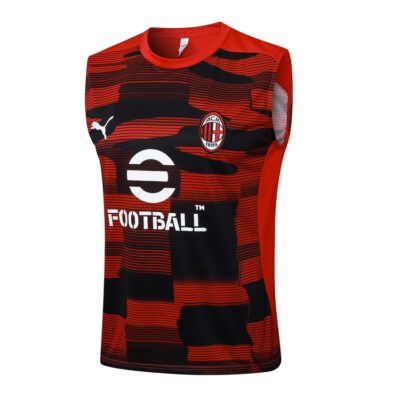 Alternative view of AC Milan 2024 2025 Red Black Short Jersey Tank Top Soccer Training Suit