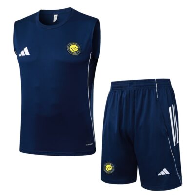 Al Nassr 2025/2026 Dark Blue Jersey Tank Top and Shorts Soccer Training Suit
