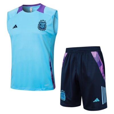 Argentina 2024 2025 Sky Blue Short Jersey Tank Top Soccer Training Suit