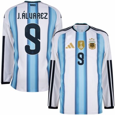 Argentina Home Jersey 2026-2027 J. Alvarez Long Sleeve
