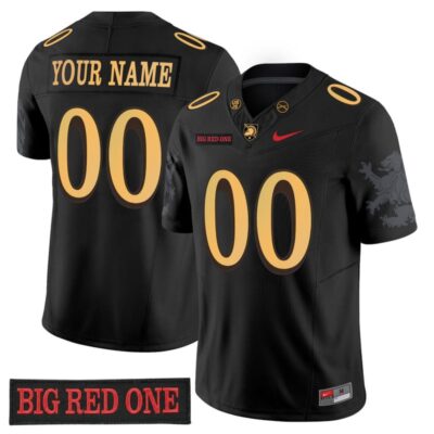 Army Black Knights 'Big Red One Edition' Vapor Custom Jersey - Stitched Numbers/Patches - Black Lion Graphic Sleeves - Custom