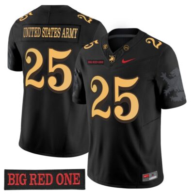 Army Black Knights 'Big Red One Edition' Vapor Jersey - Stitched Numbers/Patches - Black Lion Graphic Sleeves - #25 United States Army