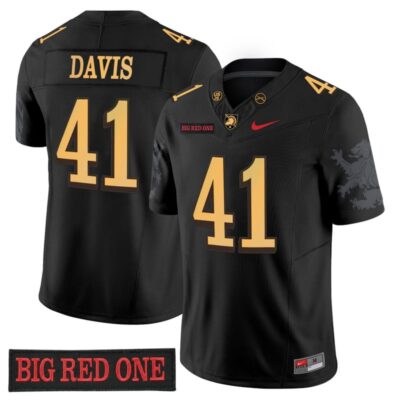 Army Black Knights 'Big Red One Edition' Vapor Jersey - Stitched Numbers/Patches - Black Lion Graphic Sleeves - Glenn Davis