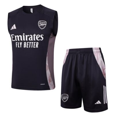 Arsenal 2024 2025 Black Pink Jersey Tank Top Shorts Soccer Training Suit