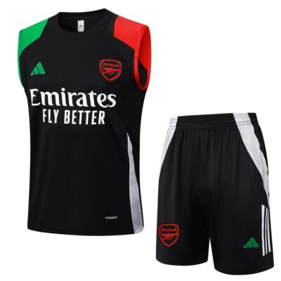 Arsenal 2024 2025 Dark Black Jersey Tank Top Shorts Soccer Training Suit