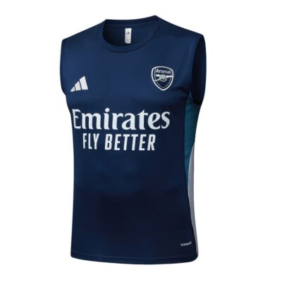 Alternative view of Arsenal 2025/2026 Blue and White Jersey Tank Top and Shorts Soccer Training Suit