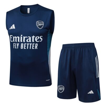 Arsenal 2025/2026 Blue and White Jersey Tank Top and Shorts Soccer Training Suit