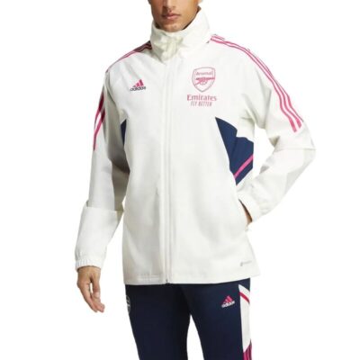 Arsenal Fc Waterproof Pro Windbreaker Jacket 2023 White/Blue - Image 3