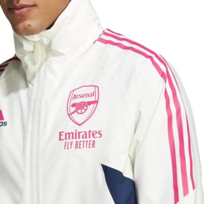 Arsenal Fc Waterproof Pro Windbreaker Jacket 2023 White/Blue - Image 5