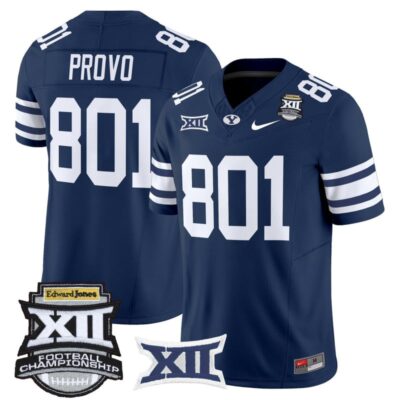 BYU Cougars 2025 Big 12 Championship Vapor Limited Jersey - Navy / Provo 801