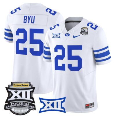 BYU Cougars 2025 Big 12 Championship Vapor Limited Jersey - White / #25 BYU