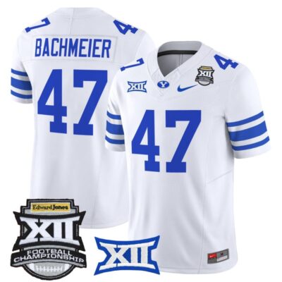 BYU Cougars 2025 Big 12 Championship Vapor Limited Jersey - White / Bear Bachmeier
