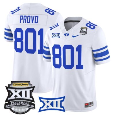 BYU Cougars 2025 Big 12 Championship Vapor Limited Jersey - White / Provo 801