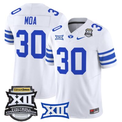 BYU Cougars 2025 Big 12 Championship Vapor Limited Jersey - White / Sione Moa