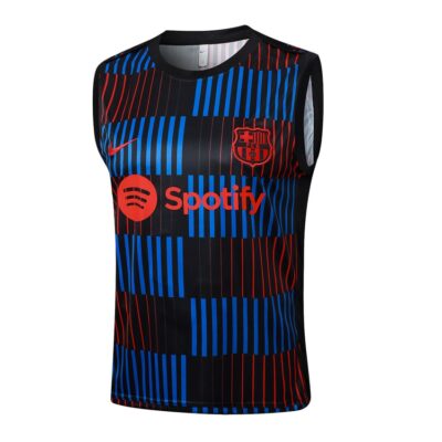 Alternative view of Barca 2024 2025 Black Blue Short Jersey Tank Top Soccer Training Suit