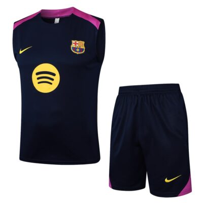 Barca 2024 2025 Blue Pink Short Jersey Tank Top Soccer Training Suit