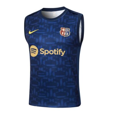 Alternative view of Barca 2024 2025 Dark Blue Short Jersey Tank Top Soccer Training Suit
