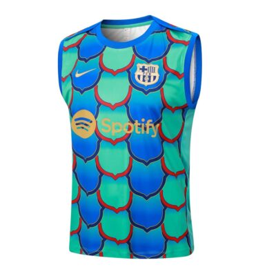 Alternative view of Barca 2024 2025 Green Blue Short Jersey Tank Top Soccer Training Suit