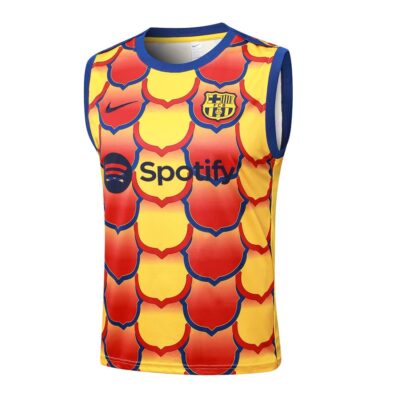 Alternative view of Barca 2024 2025 Yellow Red Short Jersey Tank Top Soccer Training Suit