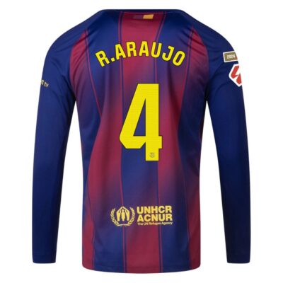 Alternative view of Barca Home Jersey 2025-2026 Araujo Long Sleeve La Liga