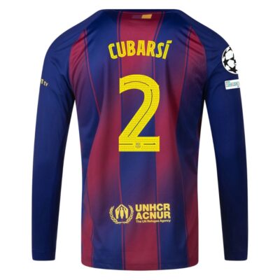 Alternative view of Barca Home Jersey 2025-2026 Cubarsi Long Sleeve Ucl