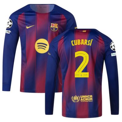 Barca Home Jersey 2025-2026 Cubarsi Long Sleeve Ucl
