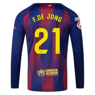 Alternative view of Barca Home Jersey 2025-2026 De Jong Long Sleeve La Liga