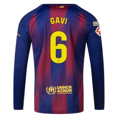 Alternative view of Barca Home Jersey 2025-2026 Gavi Long Sleeve La Liga