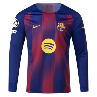 Barca Home Jersey 2025-2026 Lamine Yamal Long Sleeve Ucl - Image 3