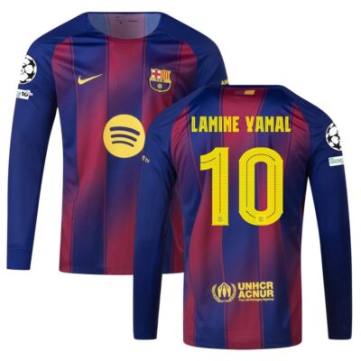 Barca Home Jersey 2025-2026 Lamine Yamal Long Sleeve Ucl
