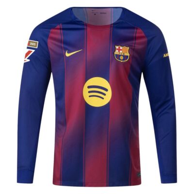 Barca Home Jersey 2025-2026 Olmo Long Sleeve La Liga - Image 3