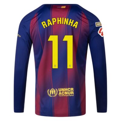 Alternative view of Barca Home Jersey 2025-2026 Raphinha Long Sleeve La Liga