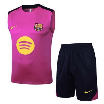 Barca Short Jersey Tank Top 2024 2025 Light Pink Soccer Training Suit