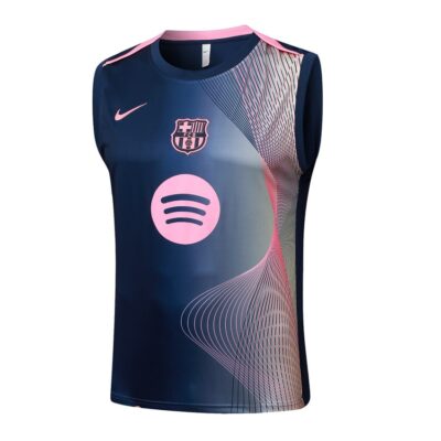 Alternative view of Barcelona 2025-2026 Blue Pink Patterned Jersey Tank Top and Shorts Soccer Training Suit