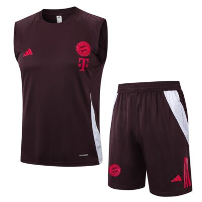 Bayern Munich 2024 2025 Dark Red Short Jersey Tank Top Soccer Training Suit