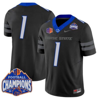 Boise State Broncos 2025 Mountain West Football Champions Vapor Limited Jersey - Black / #1 Team