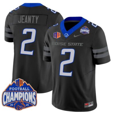 Boise State Broncos 2025 Mountain West Football Champions Vapor Limited Jersey - Black / Ashton Jeanty