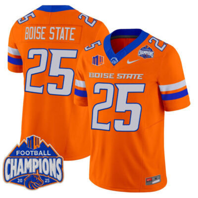 Boise State Broncos 2025 Mountain West Football Champions Vapor Limited Jersey - Orange / #25 Boise State
