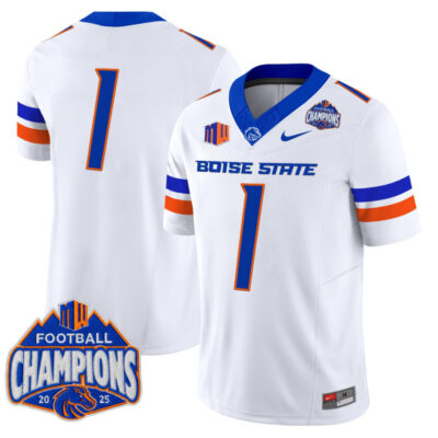 Boise State Broncos 2025 Mountain West Football Champions Vapor Limited Jersey - White / #1 Team