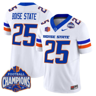 Boise State Broncos 2025 Mountain West Football Champions Vapor Limited Jersey - White / #25 Boise State