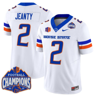 Boise State Broncos 2025 Mountain West Football Champions Vapor Limited Jersey - White / Ashton Jeanty