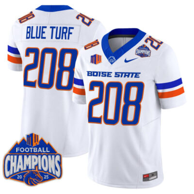 Boise State Broncos 2025 Mountain West Football Champions Vapor Limited Jersey - White / Blue Turf 208