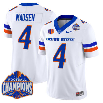 Boise State Broncos 2025 Mountain West Football Champions Vapor Limited Jersey - White / Maddux Madsen