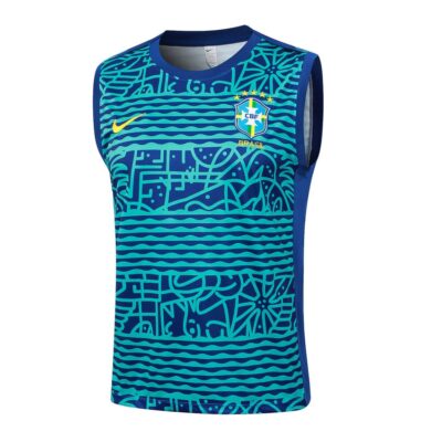 Alternative view of Brazil 2024 2025 Blue Green Short Jersey Tank Top Soccer Training Suit