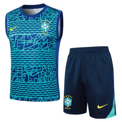 Brazil 2024 2025 Blue Green Short Jersey Tank Top Soccer Training Suit