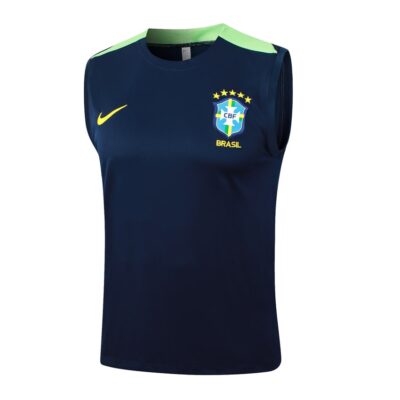 Alternative view of Brazil 2024 2025 Dark Blue Short Jersey Tank Top Soccer Training Suit